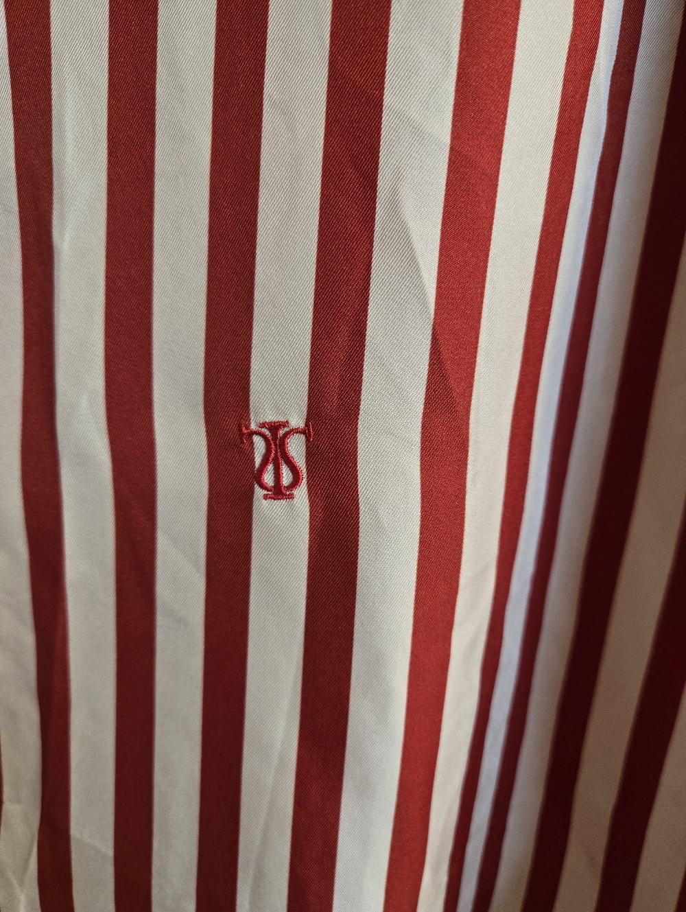 LilySilk Amalfi Red & White Stripe Women's Button-Up Shirt M - Picture 4 of 8